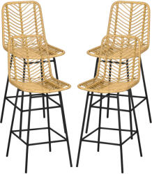 HOMCOM Set de 4 taburete de bar, scaune de bar, spătar împletit și suport pentru picioare, cadru din oțel, 42, 5x52x102cm, galben | Aosom Romania (835-856V01YL)