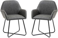 HOMCOM Set 2 Scaune Moderne Tapitate Imitație Piele Gri pentru Sufragerie Bucătărie sau Living 60x56.5x85cm | Aosom Romania (839-128CG)