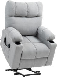 HOMCOM Fotoliu pentru seniori cu funcție de ridicare, funcție de culcare, incl. telecomandă, 144 cm x 91 cm x 88 cm, Gri deschis | Aosom Romania (713-152V90LG)