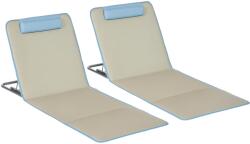 Outsunny Set 2 Șezlonguri cu Spătar Reglabil pe 5 Niveluri, Tetieră și Geantă de Transport, 124x53x35-45 cm, Bej | Aosom Romania (A20-205BG)
