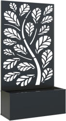Outsunny Jardinieră cu spalier cu model crenguțe și frunze, cuvă pentru flori, pentru plante cățărătoare, metal 61 x 23 x 113 cm negru | Aosom Romania (84H-167V00BK)