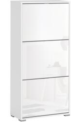 HomCom Dulap de Pantofi Dulap de pantofi cu 3 uși rabatabile 3 Compartimente din lemn 60L x 26l x 124Î cm Alb lucios | Aosom Romania (837-060WT) Pantofar