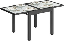 Outsunny Masă de Grădină Extensibilă cu Blat din Sticlă 80-160x80x75 cm Negru | Aosom Romania (84B-297V01BK)