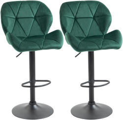 HOMCOM Scaun Bar, 2 piese, cu Înălțime Reglabilă, Bază Metalică cu pad-urile antiderapante, 46x48x83-104 cm, Verde | Aosom Romania (835-506GN)