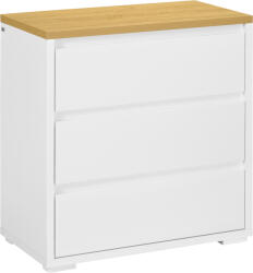 HOMCOM Comodă Depozitare, 3 Sertare, Mobilier Dormitor/Cameră de Zi, Alb/Lemn Natural | Aosom Romania (831-671V00WT) Comoda