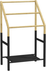 HOMCOM Suport de Podea pentru Prosoape cu 3 Bare și Raft Inferior pentru Obiecte, 51x31x85, 5 cm, Negru | Aosom Romania (850-307V00ND)