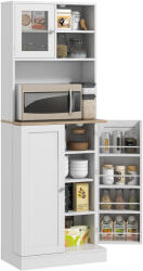 HOMCOM Mobilier Bufet Bucătărie pentru Cuptor cu Microunde cu Rafturi și Suport Condimente Alb | Aosom Romania (83A-101V81WT)