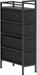 HOMCOM Comodă dulap cu 4 sertare din material textil, dulap de depozitare cu cadru din oțel, 20cm x 43cm x 81, 5cm, Negru | Aosom Romania (83D-156V00BK) Comoda