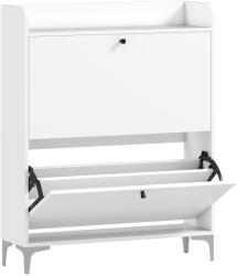 HomCom Dulap pentru încălțăminte Slim cu 2 sertare basculante și rafturi ajustabile, din lemn și metal, 80x24x101cm, alb | Aosom Romania (837-674V00WT) Pantofar