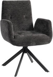 HOMCOM Fotoliu Rotativ pentru Dormitor, Material Textil cu Aspect de In și Picioare Înclinate din Oțel, Negru | Aosom Romania (83B-177V00BK)