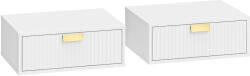 HOMCOM Set de 2 noptiere murale, noptiere suspendate cu sertar ondulat, 40 x 30 x 15 cm, blanc | Aosom Romania (83D-172V80WT)