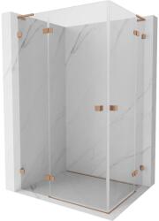 Mexen Lunar, L Duo csuklós zuhanykabin 120 x 75 cm, 8mm átlátszó üveg, matt réz profil, 834L-120L-075P-65-00 (834L-120L-075P-65-00)
