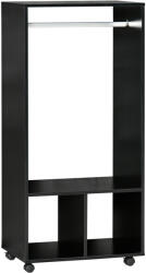 HOMCOM Cuier cu Bară din Aluminiu și 2 Rafturi Deschise, Cuier din PAL, 60x40x128 cm, Negru | Aosom Romania (831-208BK) Raft