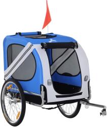 PawHut Remorcă bicicletă pentru câine animale 8 reflectoare steag bară de remorcare inclus 130 x 73 x 90 cm alb și albastru | Aosom Romania (D00-098WT)