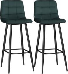HOMCOM Set de 2 taburete de bar design cu suprafață din catifea capitonată și picioare din oțel înălțime 77 cm verde închis | Aosom Romania (835-755V00GN)