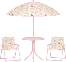 AIYAPLAY Set de Mobilier de Grădină din 4 Piese cu Masă, Scaune și Umbrelă de Soare Reglabilă, 50xΦ49, 5 cm, Roz | Aosom Romania (3E3-006V00PK)