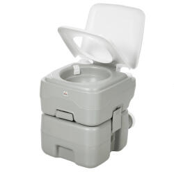 HOMCOM Toaletă de camping toaletă portabilă capacitate max. 147 kg 20L pentru camping drumeții călătorii pescuit 41, 5 x 36, 5 x 42 cm Gri | Aosom Romania (713-033)