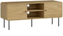 HomCom Comodă TV, suport TV până la 139, 7 cm cu 2 uși, 2 compartimente deschise, picioare din oțel, 120x40x50cm, stejar | Aosom Romania (83B-462V00AK)