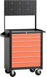 HomCom Cărucior Atelier Mobil cu Sertar pentru Scule, Organizator Portabil, Negru și Portocaliu, 61.5x33x76 cm | Aosom Romania (B20-001)