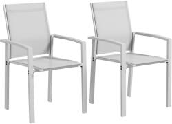 Outsunny Set de 2 Scaune de Grădină cu Cadru din Aluminiu, Plasă Respirabilă și Cotiere, 56x58x89 cm, Gri Deschis | Aosom Romania (84G-592V00LG)
