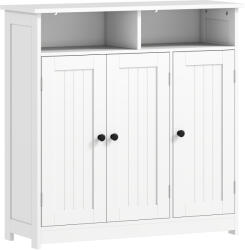 HomCom Dulap de Baie Îngust cu 3 Uși 2 Compartimente Deschise Poliță Reglabilă 85x30x85 cm Alb | Aosom Romania (834-913V80WT)
