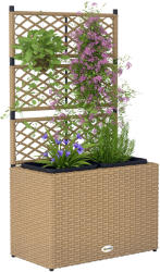 Outsunny Jardiniieră pentru plante cu trei băci în rășină împletită și oțel 57 x 30 x 107 cm nisip | Aosom Romania (867-187V01SD)