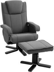 HOMCOM Fotoliu de relaxare leagăn cu taburet, tapiterie din material textil în aspect de catifea, fotoliu tapițat cu funcție de rotație de 360°, cadru de lemn, Gri | Aosom Romania (83B-317V02CG)