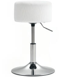 HOMCOM Taburet, cu pernă, cu cadru metalic, aspect de catifea, înălțime reglabilă, 360° rotativ alb | Aosom Romania (83A-301V00WT)