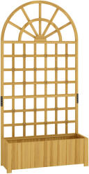 Outsunny Jardinieră cu spalier, ladă de flori, cu orificii de drenaj, din lemn masiv, 90 x 30 x 180 cm, efect lemn natural | Aosom Romania (84H-481V02ND)