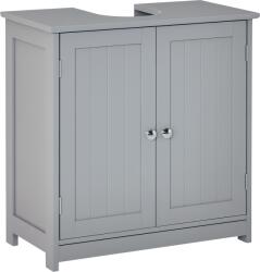 Kleankin Mobilier baie sub chiuvetă - mobilier sub-vasă - dulap 2 uşi cu raft 60L x 30l x 60H cm - din lemn Gri | Aosom Romania (834-279GY)