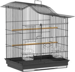 PawHut Colivie pentru Păsări cu 4 Uși, 2 Boluri, 2 Stinghii și Tavă Detasabilă, Colivie din Metal și Plastic, 47, 5x36x54, 5 cm, Negru | Aosom Romania (D10-110V00BK)