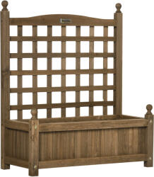 Outsunny Jardinieră cu spalier recipient pentru flori jardinieră pe picior 64 x 28 x 75 cm inserturi de irigare lemn masiv | Aosom Romania (845-463V00CF)