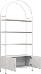 HOMCOM Etajeră de depozitare, bibliotecă arcuită cu 4 niveluri și dulap cu uși duble, 80 x 30 x 187 cm, alb | Aosom Romania (838-609V00WT) Raft