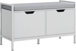 HomCom Banchetă Dulap pentru Pantofi cu 2 Compartimente și Pernă, Dulap Pantofi pentru Hol, 84x35x50 cm, Alb | Aosom Romania (837-500V80WT) Pantofar