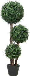 HOMCOM Bilă de buxus artificial cu trei bile, plantă artificială, plantă artificială cu trunchi din lemn în ghiveci, 30 x 30 x 100 cm, Verde | Aosom Romania (83C-190V00GN)