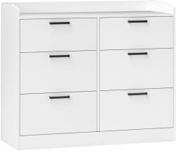 HOMCOM Comodă cu 6 Sertare, Margini Înălțate și Mânere în Formă de U, 110x40x88 cm, Alb | Aosom Romania (831-840V00WT) Comoda