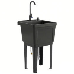 Outsunny Chiuvetă portabilă de camping cu dozator de săpun, robinet, furtunuri de admisie și evacuare, Negru | Aosom Romania (A20-640V00BK) Chiuveta