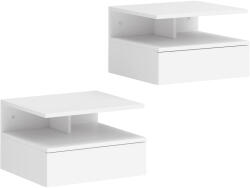 HOMCOM Set de 2 Noptiere Suspendate cu Sertar și Raft Deschis, 35x32x22.5 cm, Alb | Aosom Romania (831-338V85WT)