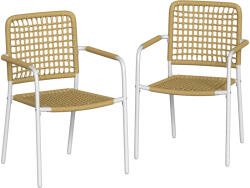 Outsunny Set de 2 Scaune de Grădină Stivuibile din Ratan pentru Terasă, Galben | Aosom Romania (84K-133V00YL)