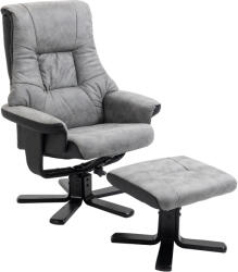HOMCOM Fotoliu relax cu taburet, rotativ 360°, înclinabil 135°, husă respirabilă, 78 x 82, 5 x 109 cm, gri | Aosom Romania (833-838V70GY)