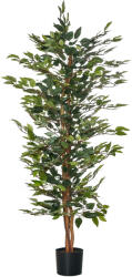 HOMCOM Plantă Ficus Falsă, Plantă Înaltă de 150cm, Plantă Artificială Decorativă pentru Interior și Exterior, Ø17x14.5 cm, Verde | Aosom Romania (830-452)