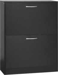 HomCom Dulap de Pantofi Mobilier Scară dim. 60L x 24l x 80H cm 2 Uși Batante Negru | Aosom Romania (833-170BK) Pantofar