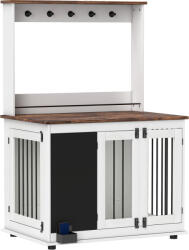 PawHut Cutie pentru câini cu raft de depozitare pentru jucării, cârlige pentru lese, tablă pentru scris, burete pentru șters, pentru câini mari, Alb | Aosom Romania (D02-197V00WT)