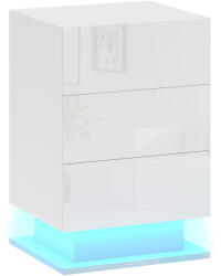 HOMCOM Noptieră cu Lumini LED Reglabile, 3 Sertare și Telecomandă, 40x35x60 cm, Alb | Aosom Romania (831-932V00WT)
