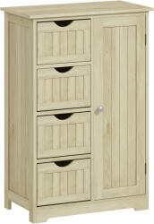 Kleankin Dulap de baie Coloană îngustă cu 4 sertare și raft reglabil Stil modern 56x30x83 cm Lemn natural | Aosom Romania (834-181V00ND)