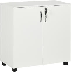 HomCom Mobilier de birou multifunctional cu Incuietoare, Dulapior pentru documente cu 2 usi si Raft interior, din Lemn, Alb, 80x40x80cm (924-018WT) Dulap arhivare