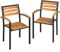 Outsunny Set de 2 Scaune Empilabile de Exterior din Lemn cu Finisaj Natural | Aosom Romania (84K-123V00ND)