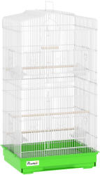 PawHut Colivie pentru Păsări Volieră din Metal cu 4 Recipiente 3 Tije Leagăn și Tavă Detașabilă Mâner 46, 5x35, 5x92 cm Verde | Aosom Romania (D10-018V01GN)