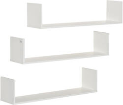 HOMCOM Set di 3 Rafturi de Perete pentru Obiecte, Rafturi de Perete din Lemn, 80x18x18 cm, Alb | Aosom Romania (830-419WT) Raft