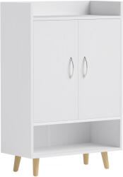 HomCom Dulap pentru încălțăminte, raft cu uși și polițe, pentru hol, comodă modernă pentru pantofi, suporturi pentru pantofi, 60 x 30 x 92 cm, Alb | Aosom Romania (837-109V91WT) Pantofar